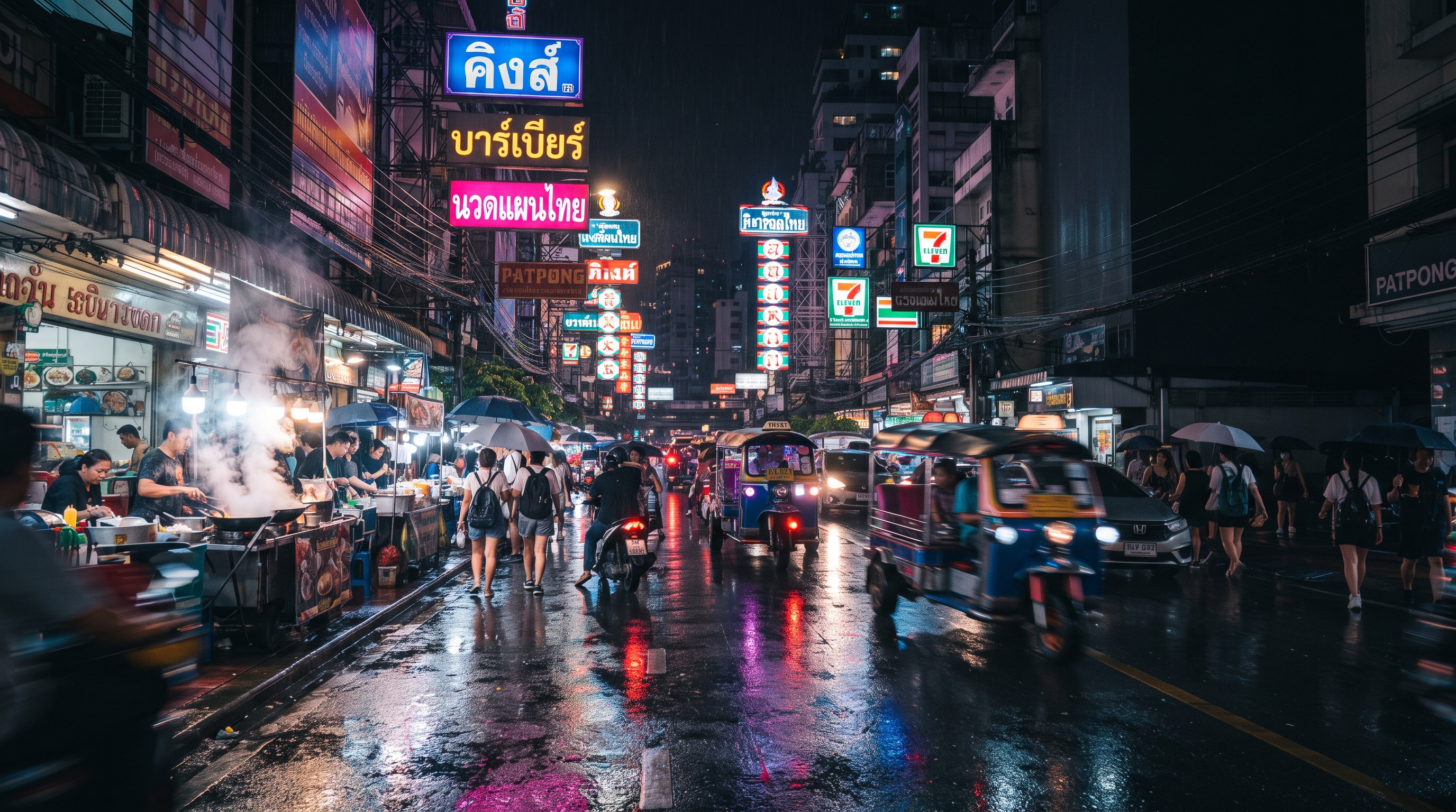 Bangkok illuminated at night, seen from across the river