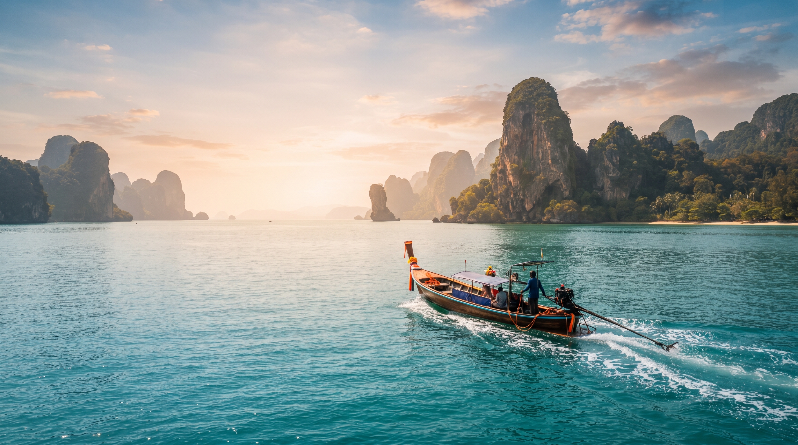 A Thailand scene, from island coast to city night