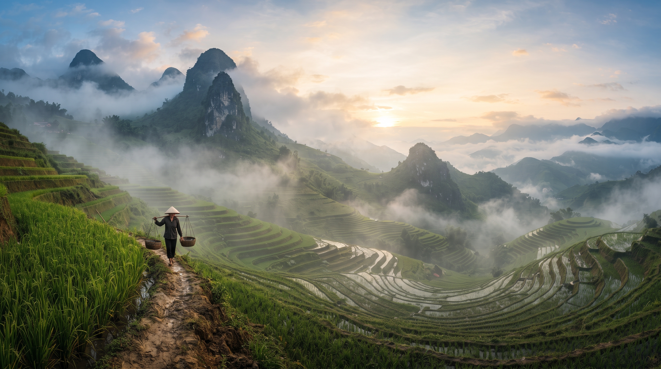 A Vietnam landscape, from limestone bay to lantern-lit town